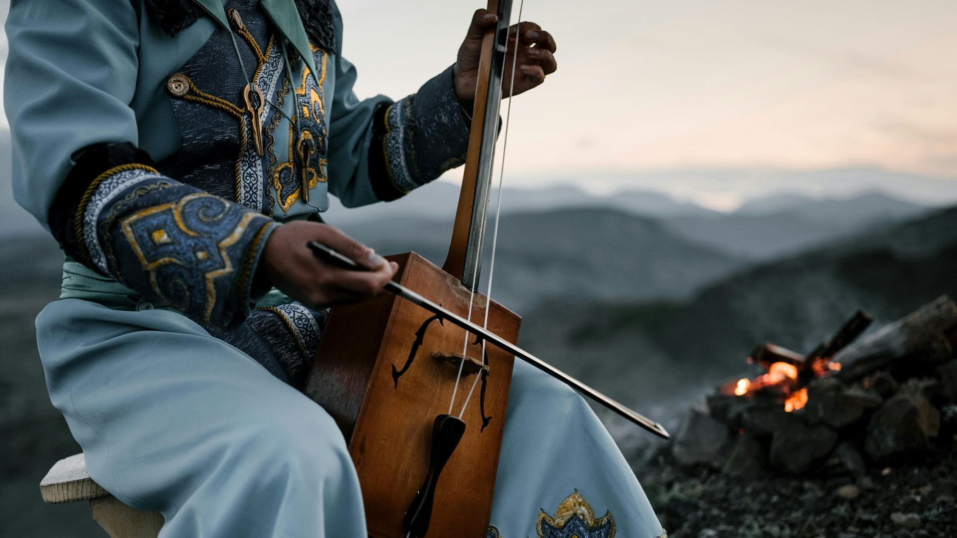 Traditionele muzikant in Mongolië
